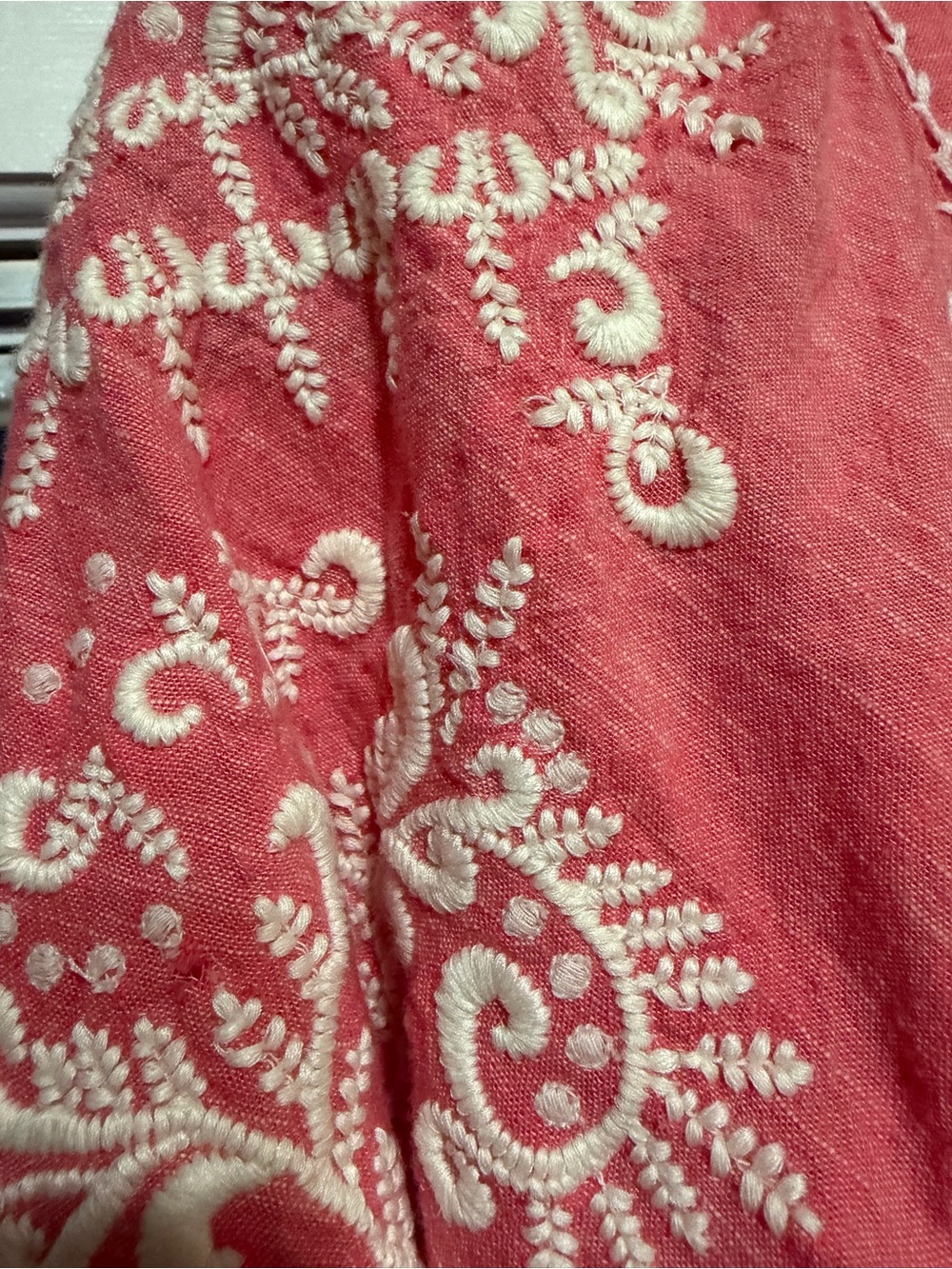 Sundance Res Coral-Pink Embroidered V-Neck Tunic- Gorgeous XSMALL - Picture 8 of 9